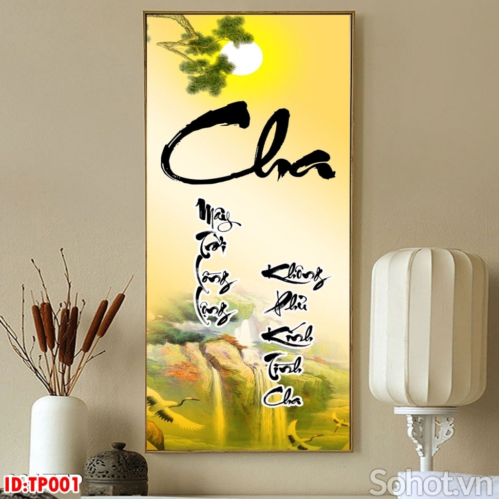 Tranh dán tường phòng khách - tranh thư pháp