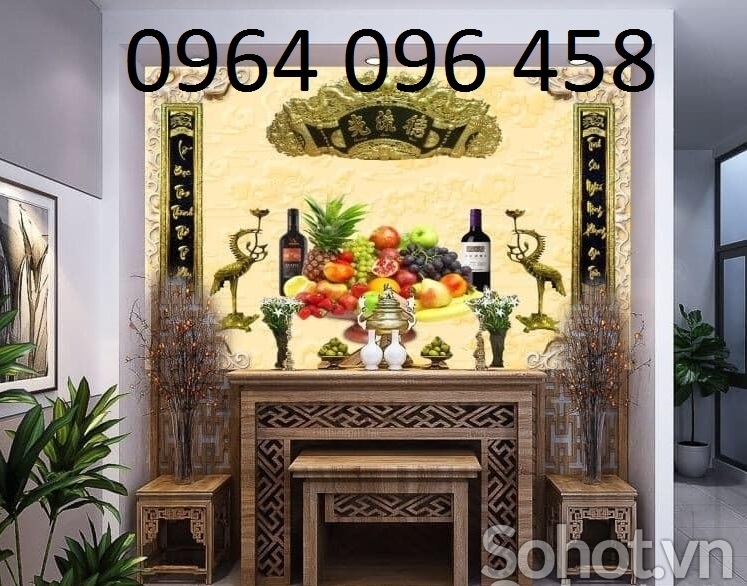Tranh gạch 3d câu đối phòng thờ - TJHH6