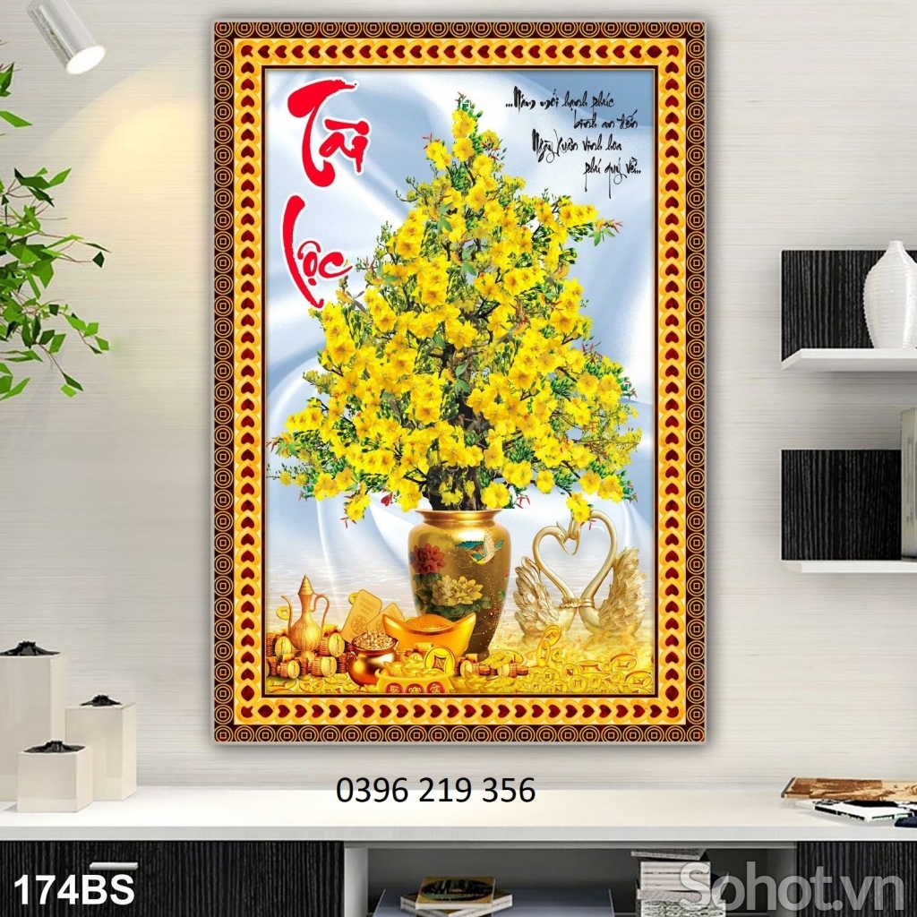 Tranh gạch cây mai 3d ốp tường phong thuỷ