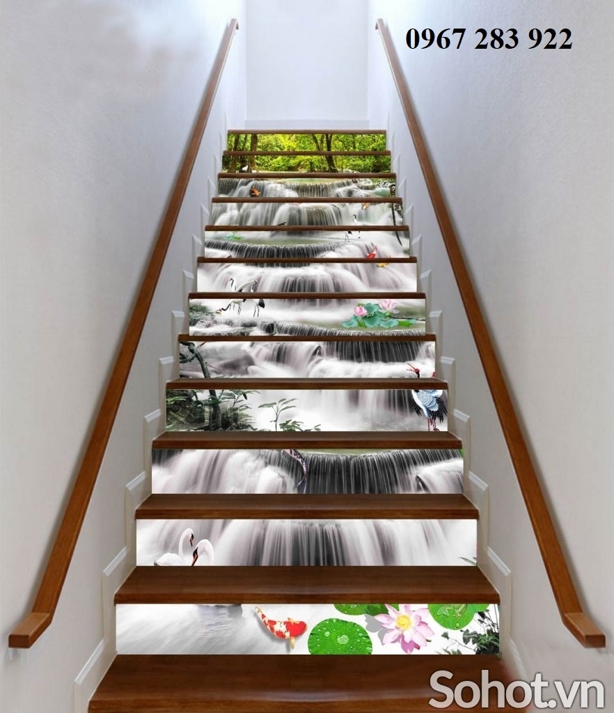 Tranh ốp tường 3D lát sàn bậc cầu thang