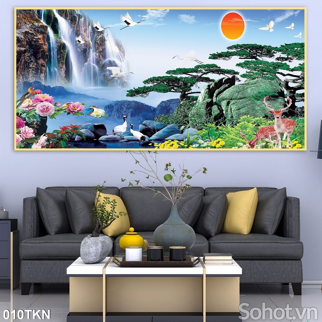tranh 3D phong cảnh trang trí phòng khách