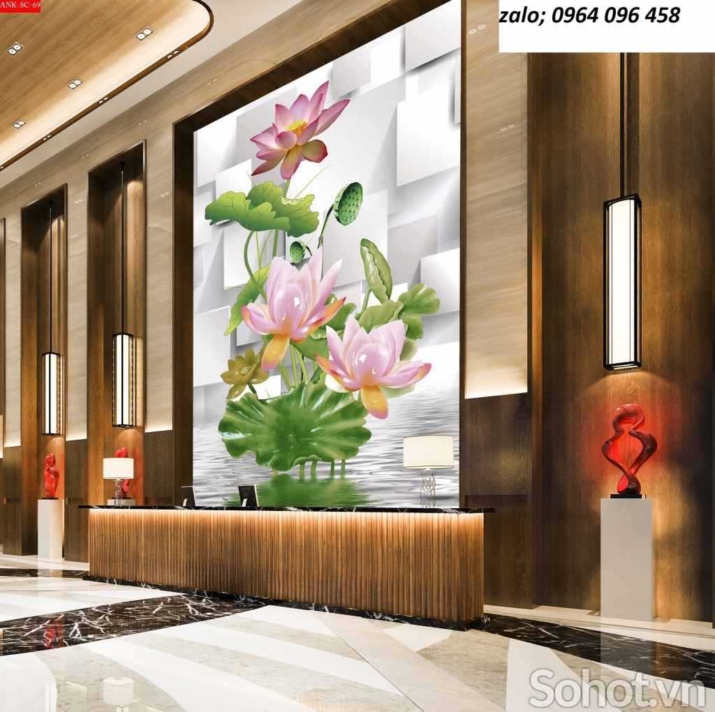 Gạch ốp tường 3d mẫu hoa sen - 654SP