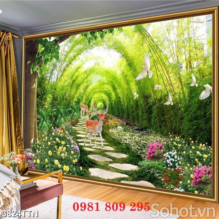 Tranh gạch ốp tường , gạch tranh hàng cây đẹp