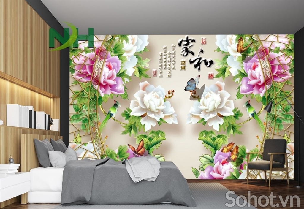 tranh 3d phòng ngủ