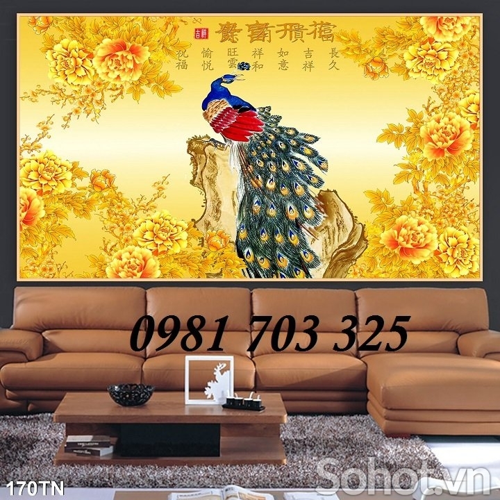 Tranh gạch chim công phong thủy