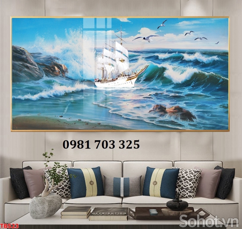 Tranh gạch thuyền buồm 3d phong cảnh