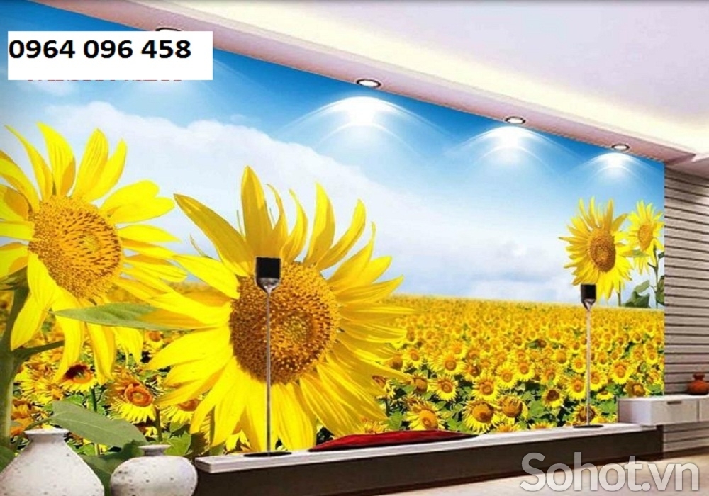 Tranh hoa hướng dương 3d - tranh gạch 3d hoa hướng dương - GFD43