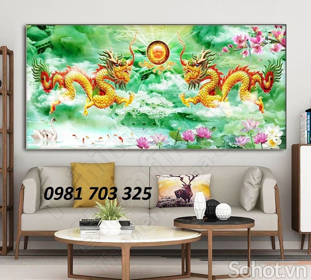 Tranh gạch đẹp 3d rồng phượng