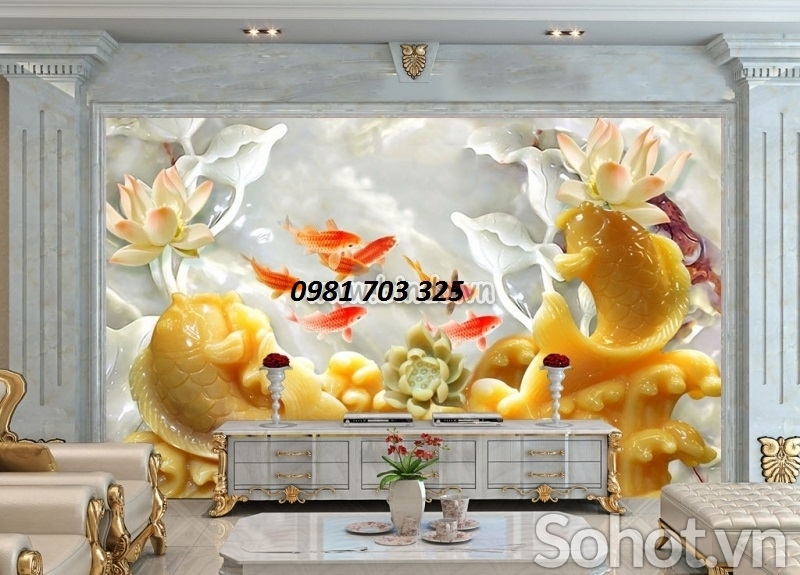 tranh gạch men phong thủy- tranh cá chép