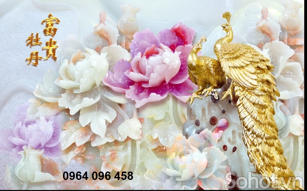Tranh gạch ốp tường 3d chim công - 522SP