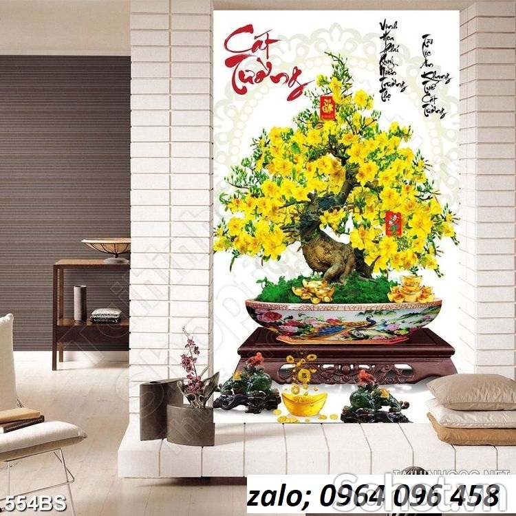 Tranh gạch 3d cây mai vàng - XCV733