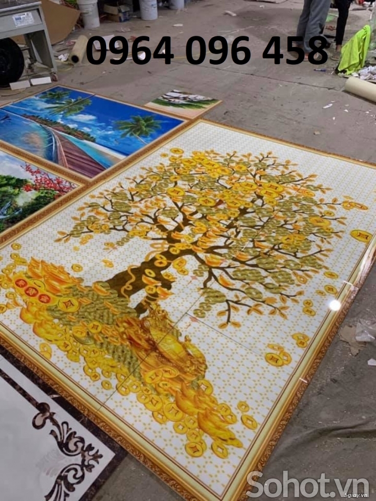 Tranh 3d cây kim tiền tranh gạch 3d ốp tường - 9009M