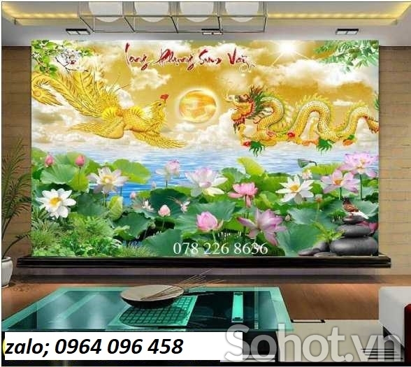 Tranh gạch 3d phong thủy rồng phượng - XVC551