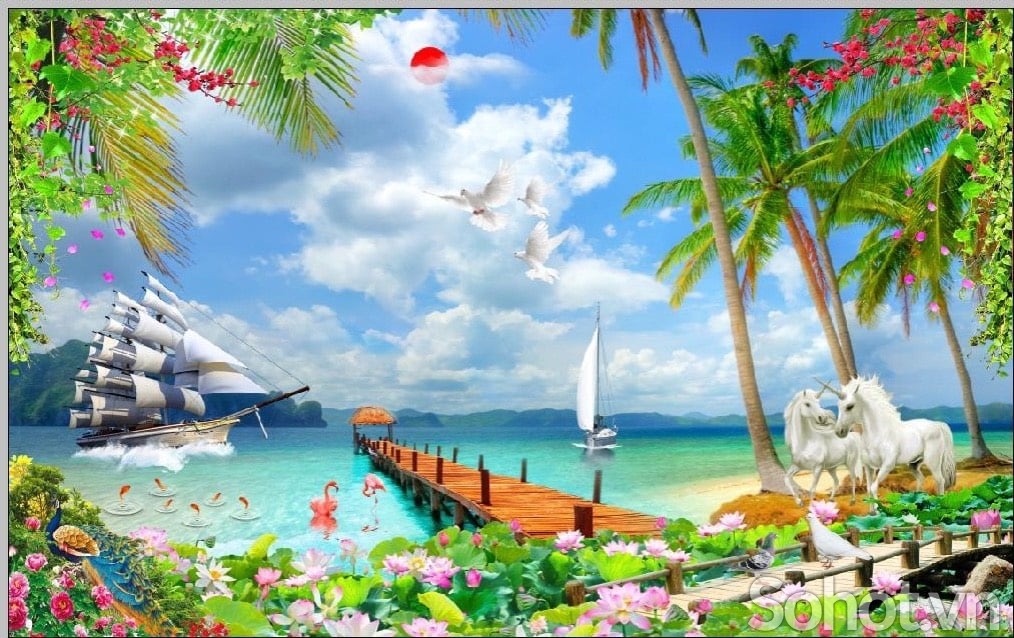 Tranh gạch 3d thuận buồm xuôi gió - DCNV73