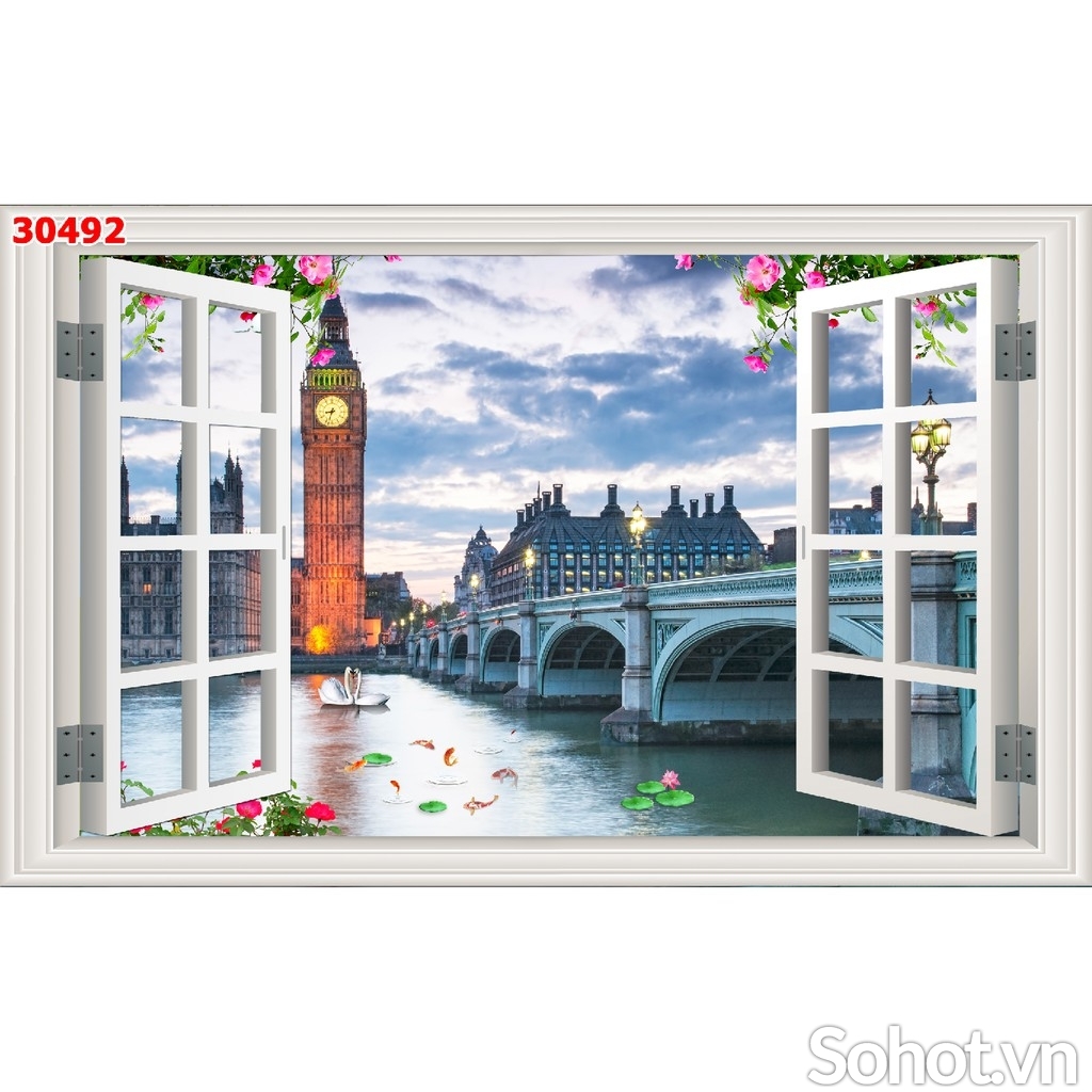 Tranh gạch 3d ốp tường tranh cửa sổ - HGF31