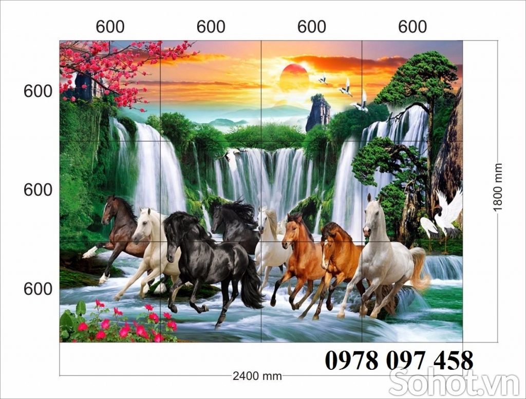 Tranh bát mã - tranh gạch ốp tường