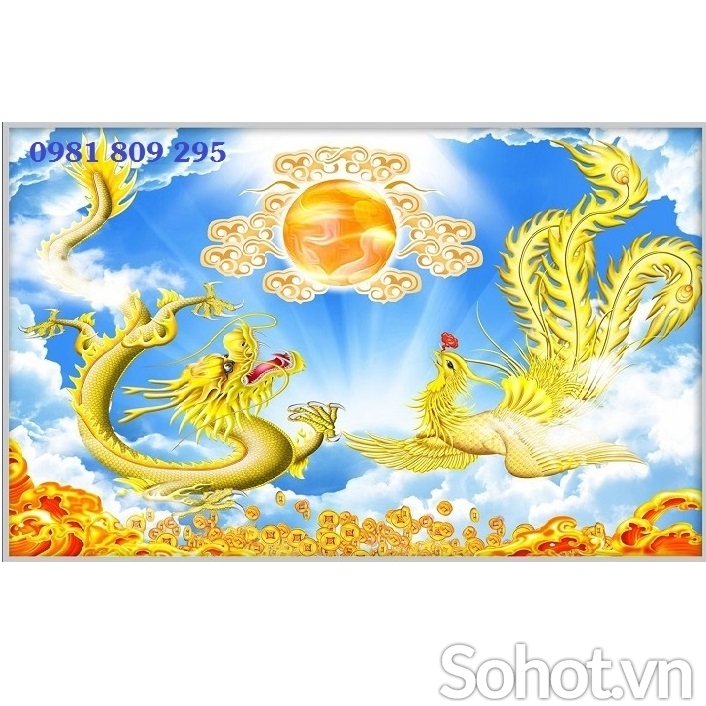Gạch 3D rồng phượng trang trí nhà mồ HP32585