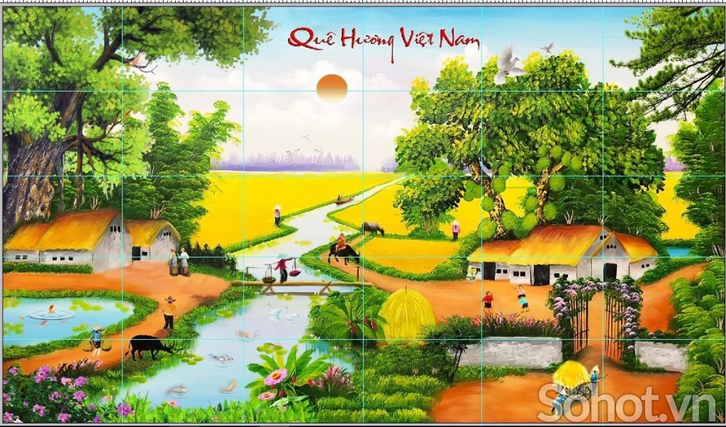 Tranh gạch 3d phong cảnh đồng quê