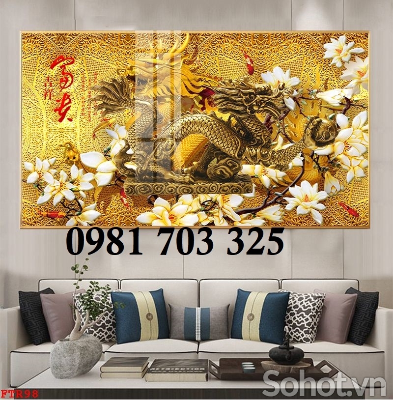 Tranh rồng phong thủy 3D, tranh gạch men ốp tường