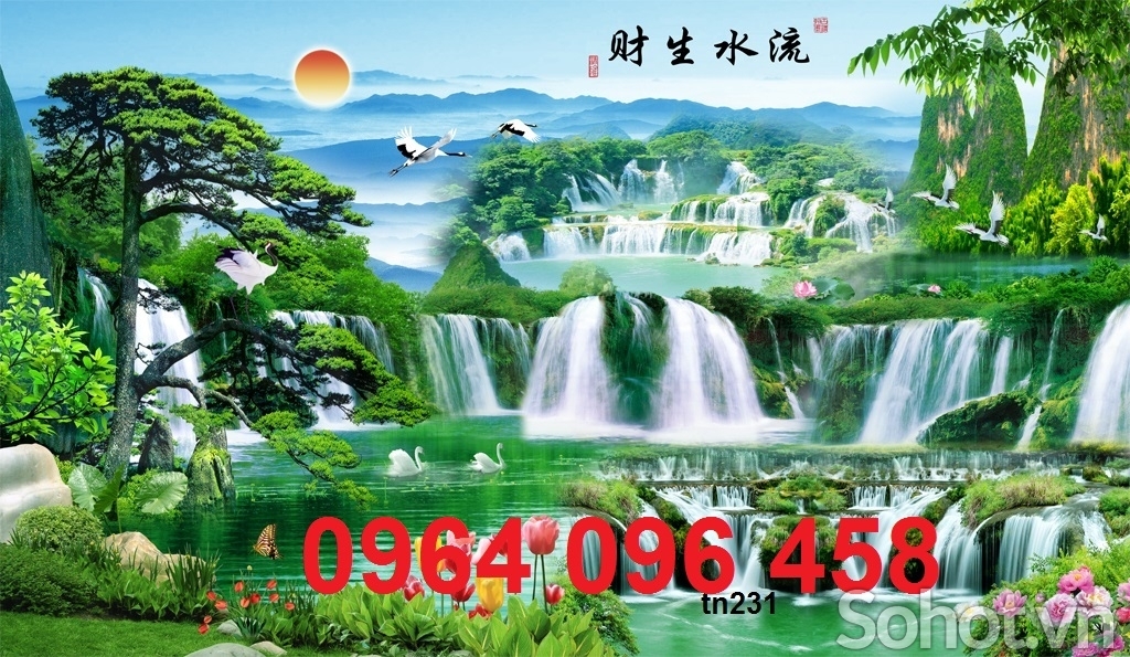 Tranh sơn thủy hữu tình - tranh gạch 3d ốp tường - 9876C