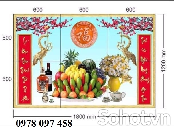 Tranh 3D dán phòng thờ truyền thống