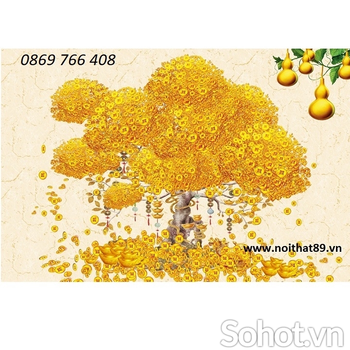 Tranh gạch phong thủy-Tranh cây tiền vàng