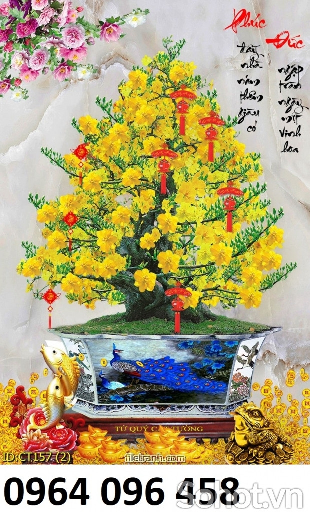 Tranh gạch hoa mai 3d - MNB666