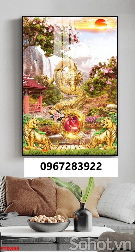 Tranh gạch 3d rồng phượng sang trọng
