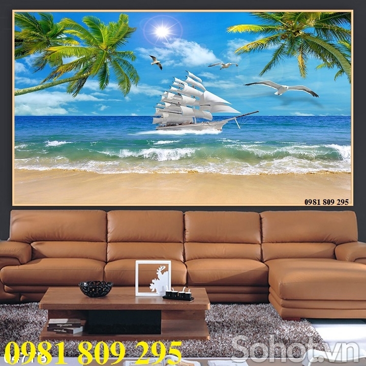 Thuận buồm xuôi gió , tranh gạch 3d thuyền