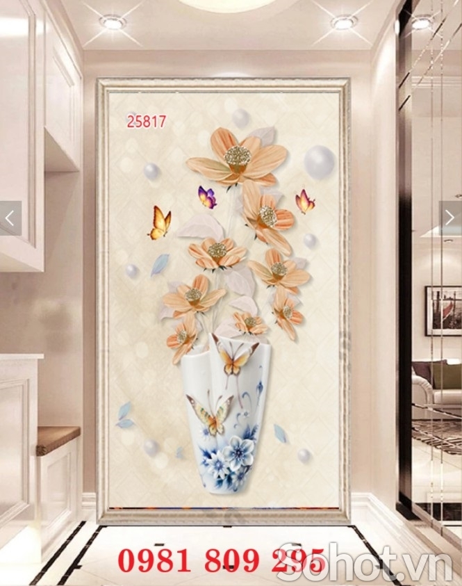 Gạch tranh , tranh cao cấp 3d bình hoa