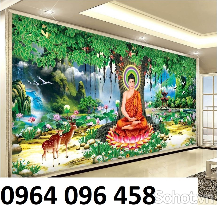 Tranh gạch 3d ốp tường phật phòng thờ - CVVB76