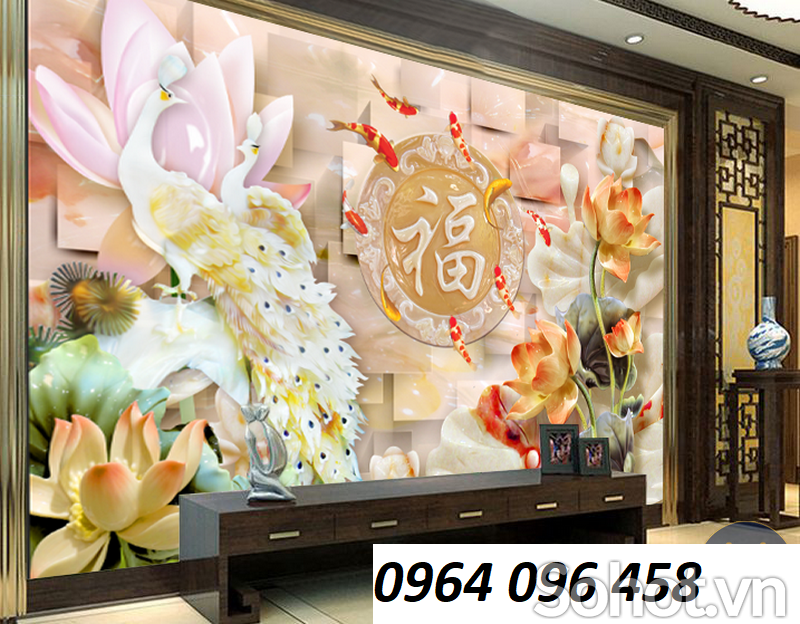 Tranh gạch 3d chim công -NMMN6