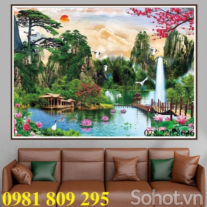 Tranh phong cảnh sơn thủy hữu tình-Tranh 3D phòng khách