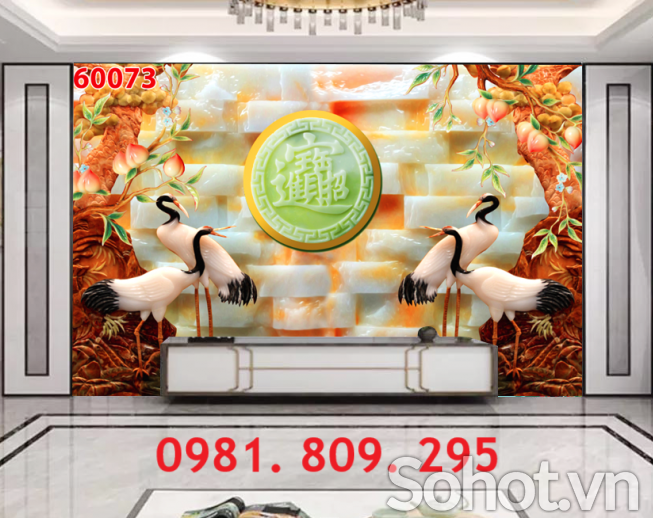 Gạch tranh 3d , tranh 3d chim hạc HQ888