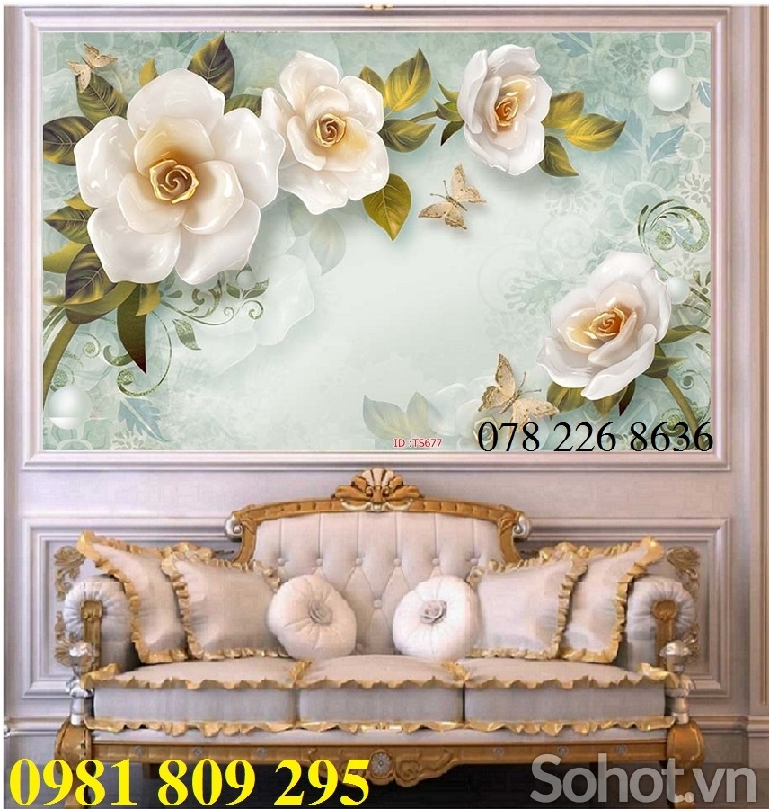Gạch trang trí hoa ngọc 3d , gạch ốp tường