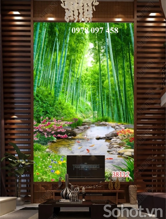 Tranh gạch 3d - tranh rừng tre xanh