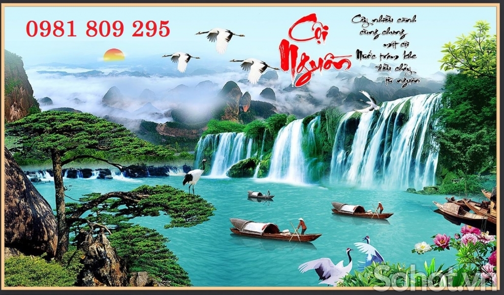 Gạch 3d phong cảnh thác nước