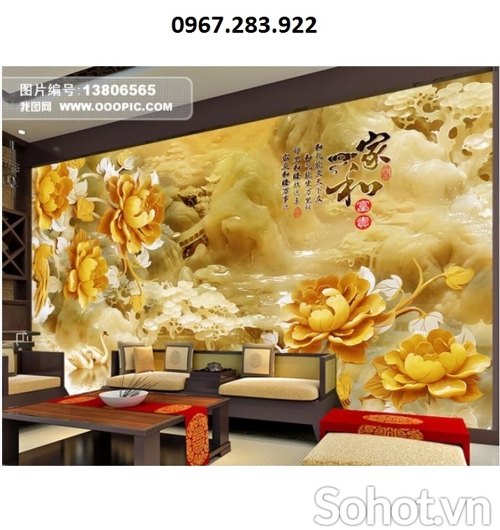 Tranh 3D- Tranh hoa mẫu đơn