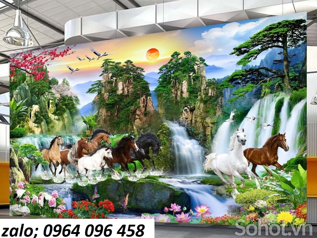Tranh gạch 3d bát mã - KXDC744