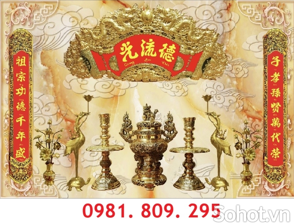 Tranh gạch ban thờ gia tiên HS92566