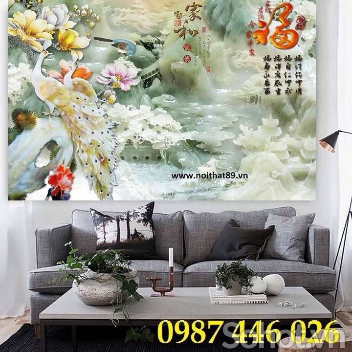 Gạch tranh chim công 3d đẹp HP97373