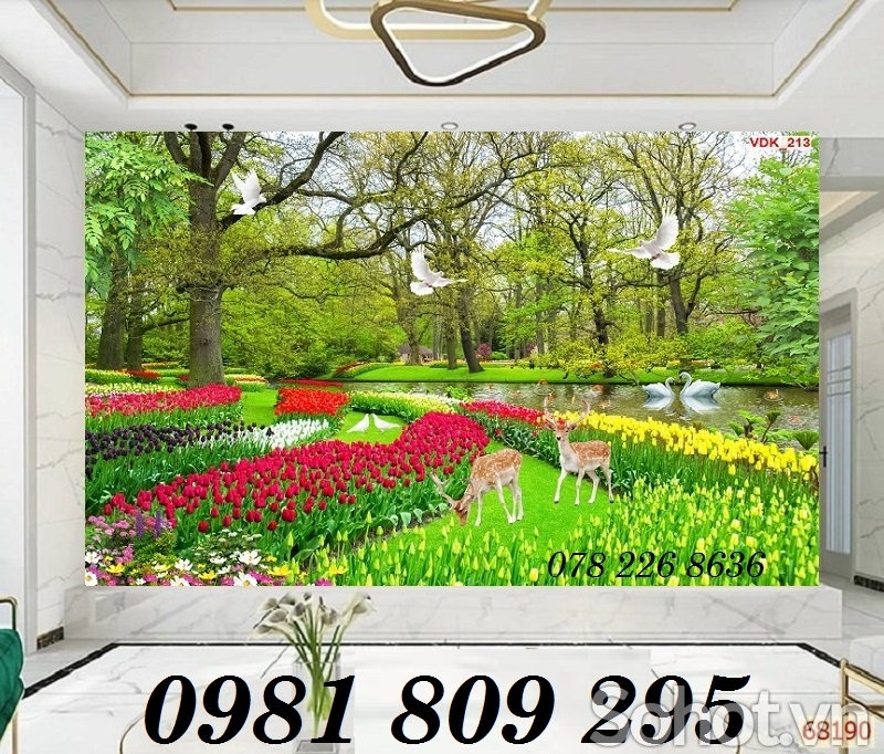 Tranh phong cảnh- gạch tranh 3D cảnh vườn hoa