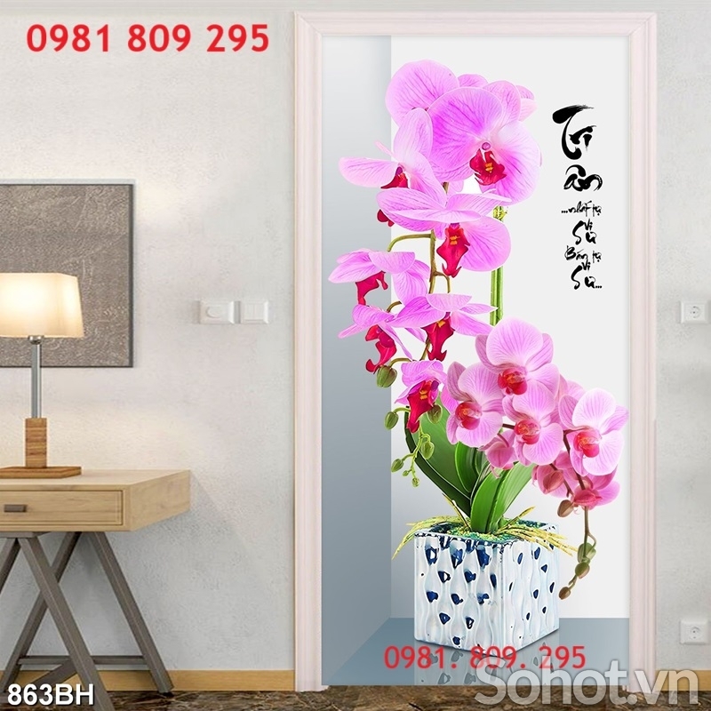 Gạch tranh khổ đứng 3d bình hoa HN9392