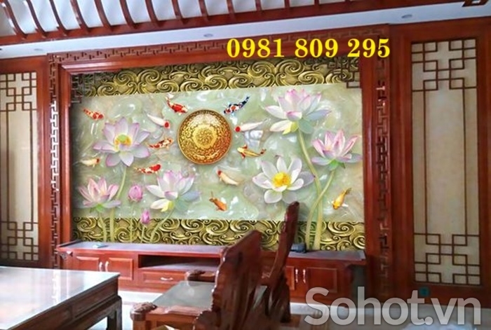 Tranh ốp tường , gạch 3d hoa sen HN888