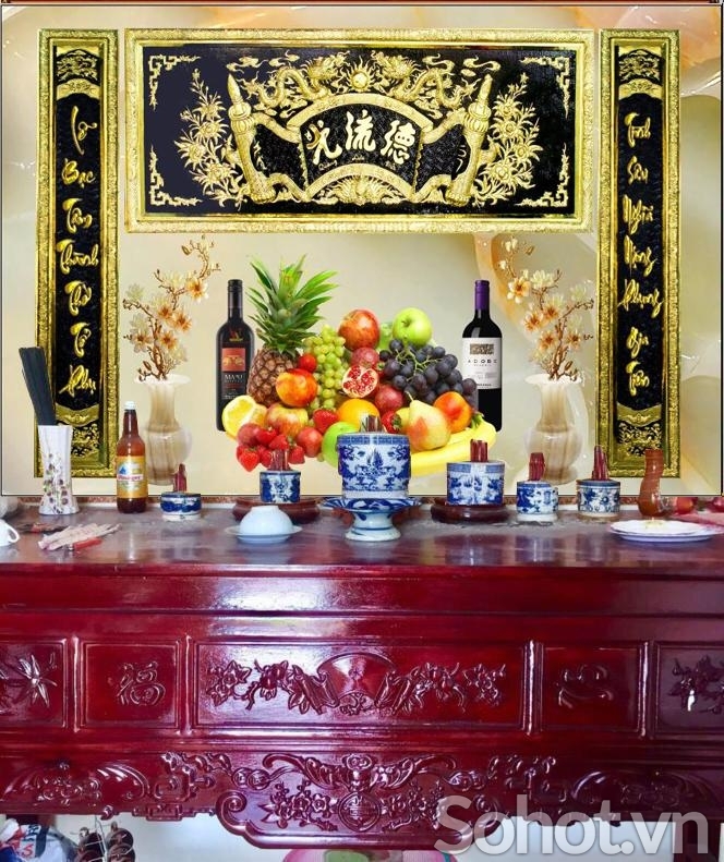 Gạch tranh ốp tường phòng thờ