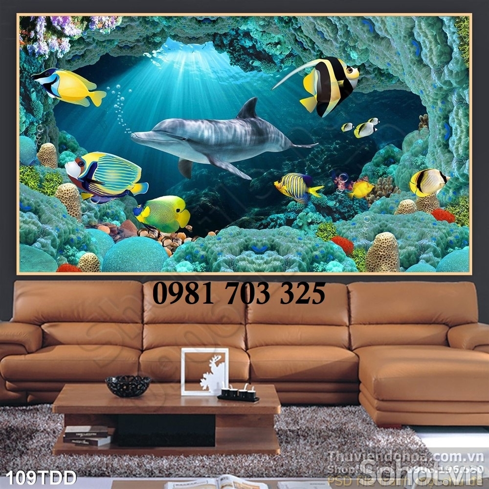 Tranh gạch 3d hình biển cả trang trí