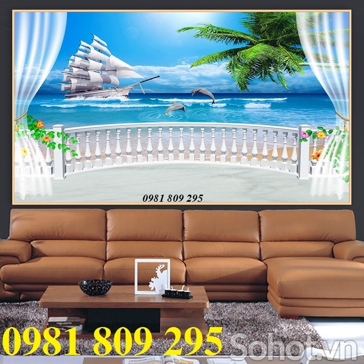 Tranh gạch men , gạch trang trí thuyền buồm