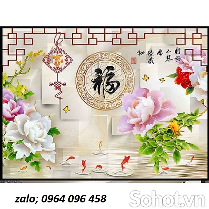 Tranh gạch 3d trang trí phòng khách đẹp - CV89