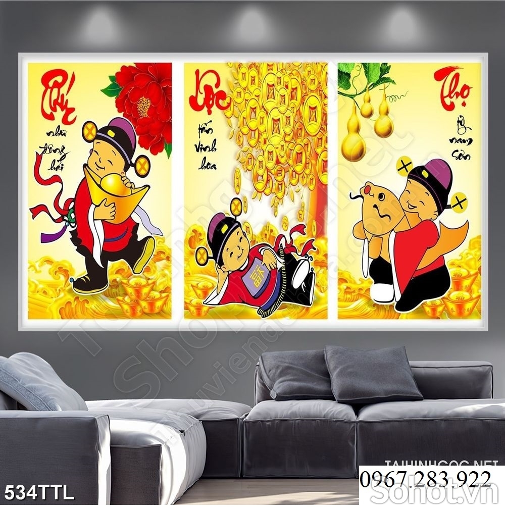 Gạch tranh- Tranh phong thuỷ Phúc Lộc Thọ