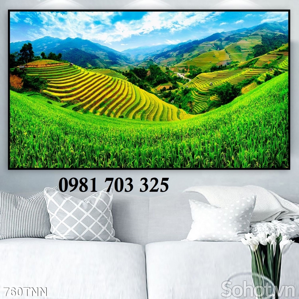 Tranh gachụ phong cảnh trang trí phòng khách